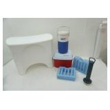 Shower Bench, Coolers, Ice Pack & vintage flashlight