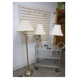 2 Matching Brass Lamps & Brass Floor Lamp
