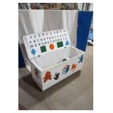 Vintage Hand Painted Wooden Toy Box Bench with Toys