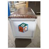 Vintage Hand Painted Wooden Toy Box Bench with Toys