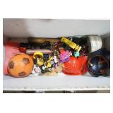 Vintage Hand Painted Wooden Toy Box Bench with Toys