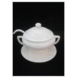 Vintage White Soup Tureen with lid, ladle, and plate