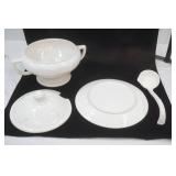 Vintage White Soup Tureen with lid, ladle, and plate
