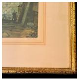 Vintage Framed Colored Etching Print Palace of Venice