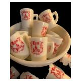 Vintage Tom & Jerry Punch Bowl Set with 18 Mugs