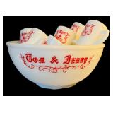 Vintage Tom & Jerry Punch Bowl Set with 18 Mugs