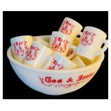 Vintage Tom & Jerry Punch Bowl Set with 18 Mugs