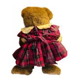 Vintage Wooden Doll Cradle with Teddy Bear