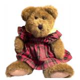 Vintage Wooden Doll Cradle with Teddy Bear