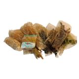 Gold Tin Basket with Faux Autumn including Eucalyptus, Box folia, Plumose and More