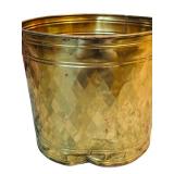 Gold Tin Basket with Faux Autumn including Eucalyptus, Box folia, Plumose and More