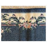 Pretty Rug Runner in Blue with White, Green and Pink Floral Border