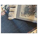 Pretty Rug Runner in Blue with White, Green and Pink Floral Border