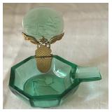 Four Vintage Czech Glass Intaglio Open Salt Cellars