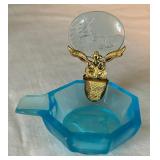 Four Vintage Czech Glass Intaglio Open Salt Cellars