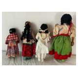 Four Vintage Ethnic Dolls