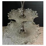 Exquisite Vintage Bell Mark Crystal Two Tier Server