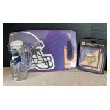 Minnesota Vikings Football New Cutting Board, Coaster and Glass Mug