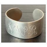 Two Pewter Monogrammed Bracelets and Silver Plated Bracelet