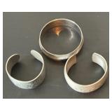 Two Pewter Monogrammed Bracelets and Silver Plated Bracelet