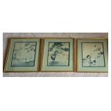 Three Vintage Framed  Asian-Inspired Prints