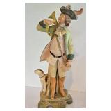 Vintage Ceramic Male Figure with Dog