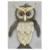 Unique Silver Tone Mod Retro Articulated Owl Pendant