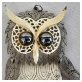 Unique Silver Tone Mod Retro Articulated Owl Pendant