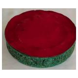 Mid-Century Modern Crushed Malachite Ashtray with Mayan Warrior Motif