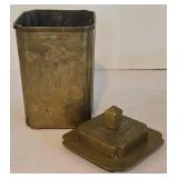 Vintage Turkish Hammered Hinged Box with Lid Plus Tea Caddy & Floral Display
