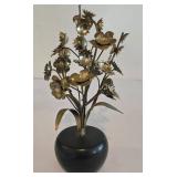 Vintage Turkish Hammered Hinged Box with Lid Plus Tea Caddy & Floral Display