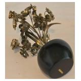 Vintage Turkish Hammered Hinged Box with Lid Plus Tea Caddy & Floral Display