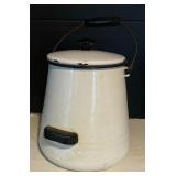 Vintage White Enameled Coffee Pot and Bucket
