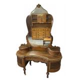 Gorgeous Antique Walnut Vanity with Stool