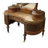 Gorgeous Antique Walnut Vanity with Stool