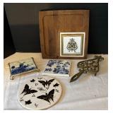 Vintage Georges Briard Charcuterie Board with Variety of Trivets