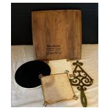 Vintage Georges Briard Charcuterie Board with Variety of Trivets