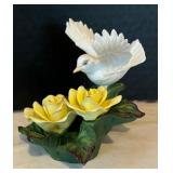 Beta Sigma Phi Porcelain Dove with Yellow Roses Figurine