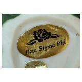 Beta Sigma Phi Porcelain Dove with Yellow Roses Figurine