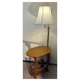 Vintage Lamp Table with Literature Rack