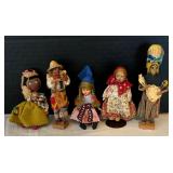 Five Vintage Ethnic Dolls