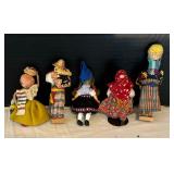 Five Vintage Ethnic Dolls