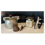 Vintage Scale, Bell, Silex Iron, General Mills Pressure Cooker and Scale