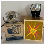 Vintage Sylvania Sun-Gun Movie Light SG-8 and Acme-Light 800 XL-LITE