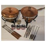 Pair of Vintage Copper Fondue Sets