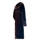 Vintage Long Fur Coat with Hood / Vintage Statement Long Fur Coat with Collar