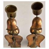 Vintage Potpourri Ball, Candleholders & Brass Bell Decor