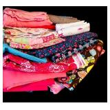 Large Bin of Children Themed Fabric Remnants in Bright Patterns