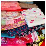 Large Bin of Children Themed Fabric Remnants in Bright Patterns