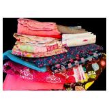 Large Bin of Children Themed Fabric Remnants in Bright Patterns